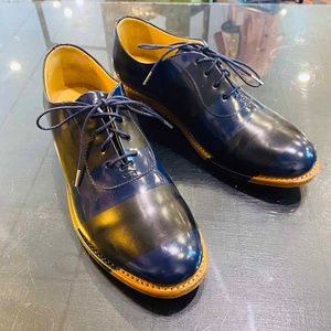 Angela Scott "Mr Smith" Oxford, black/blue striped, size 38